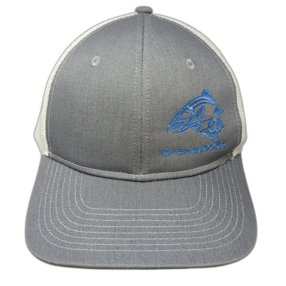 Port Authority Trucker Hat Gray One Size Snapback Mesh Back River Buddies Fish